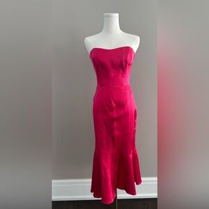 David Meister Strapless Hot Pink Dress